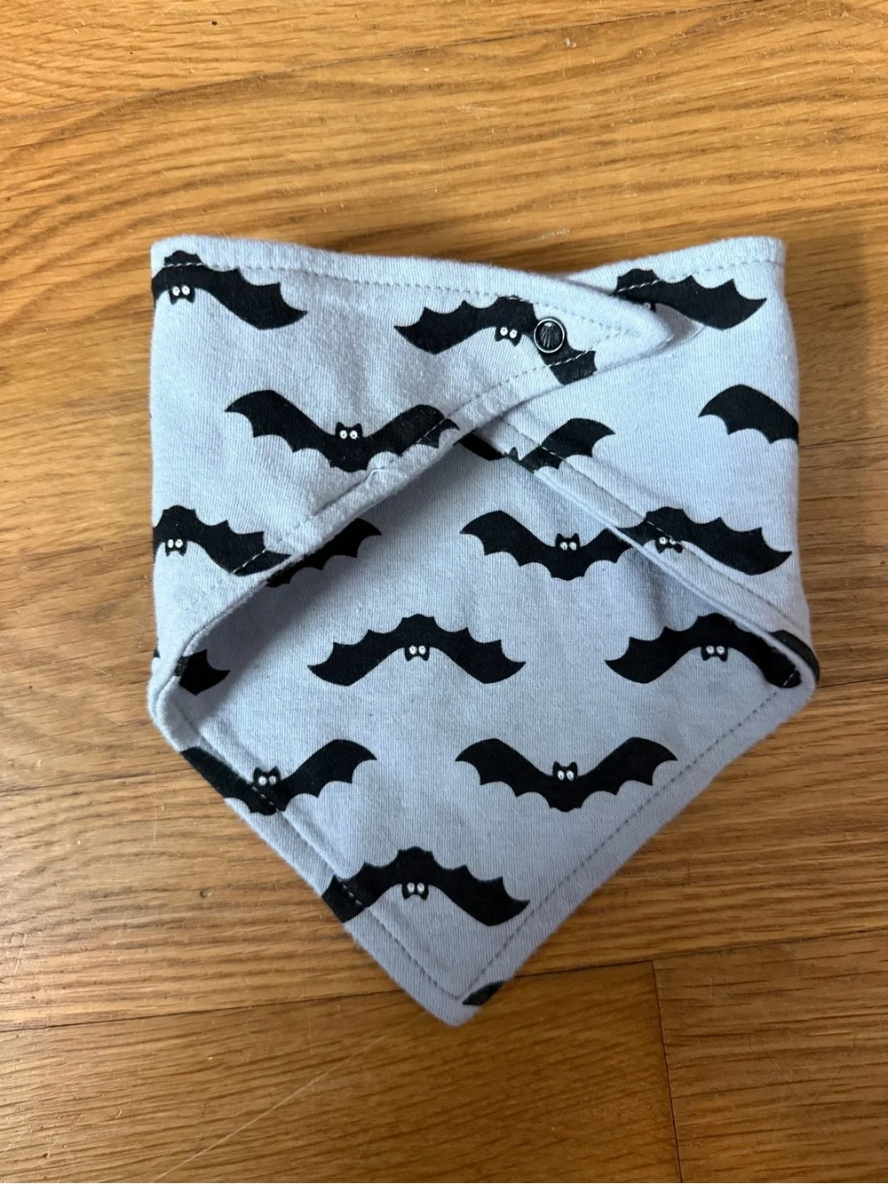 Hudson Baby Bandana Bib Black Bat Print Snap to Close
